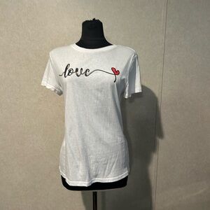 SHEIN White Love Graphic T-Shirt L